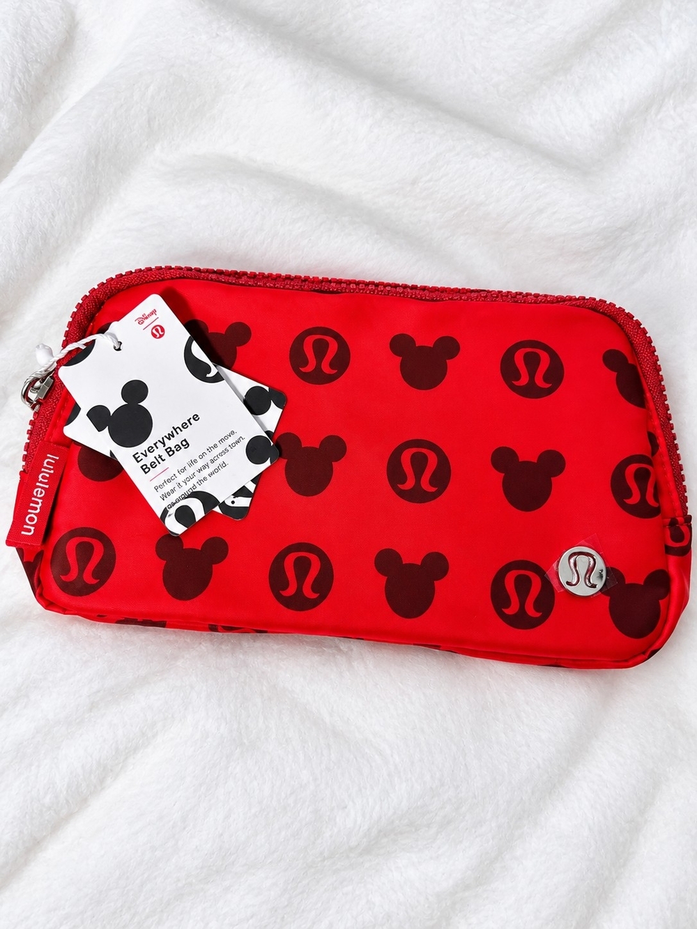 lululemon athletica Kids' Red Belt Bag with Dark Red Mickey & Logo Print